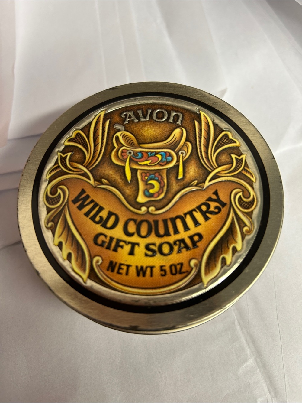 Avon Wild Country Gift Soap Tin - Brown and Gold